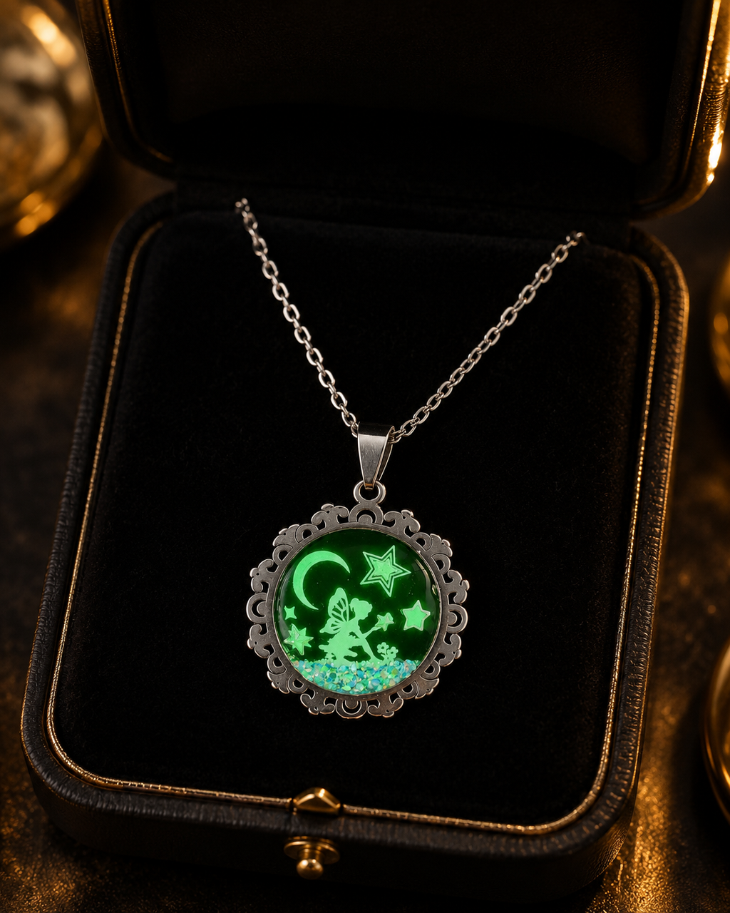 Collier de la fée luna avec grosse perle magique sous la bonne étoile .