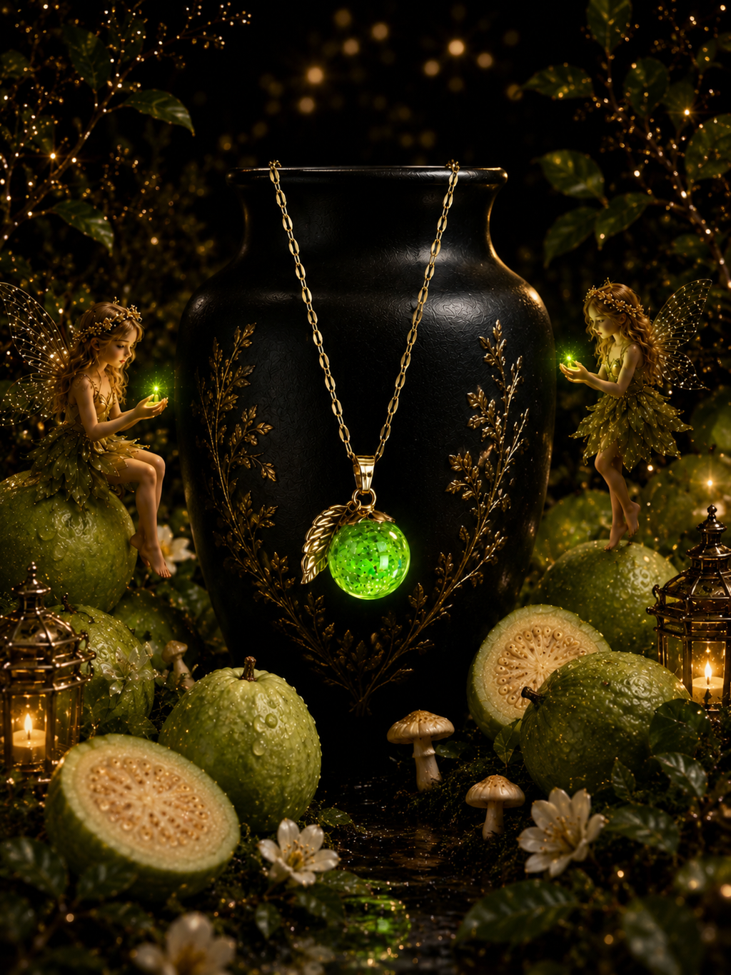 Collier Goyave Verte — Lueur Tropicale