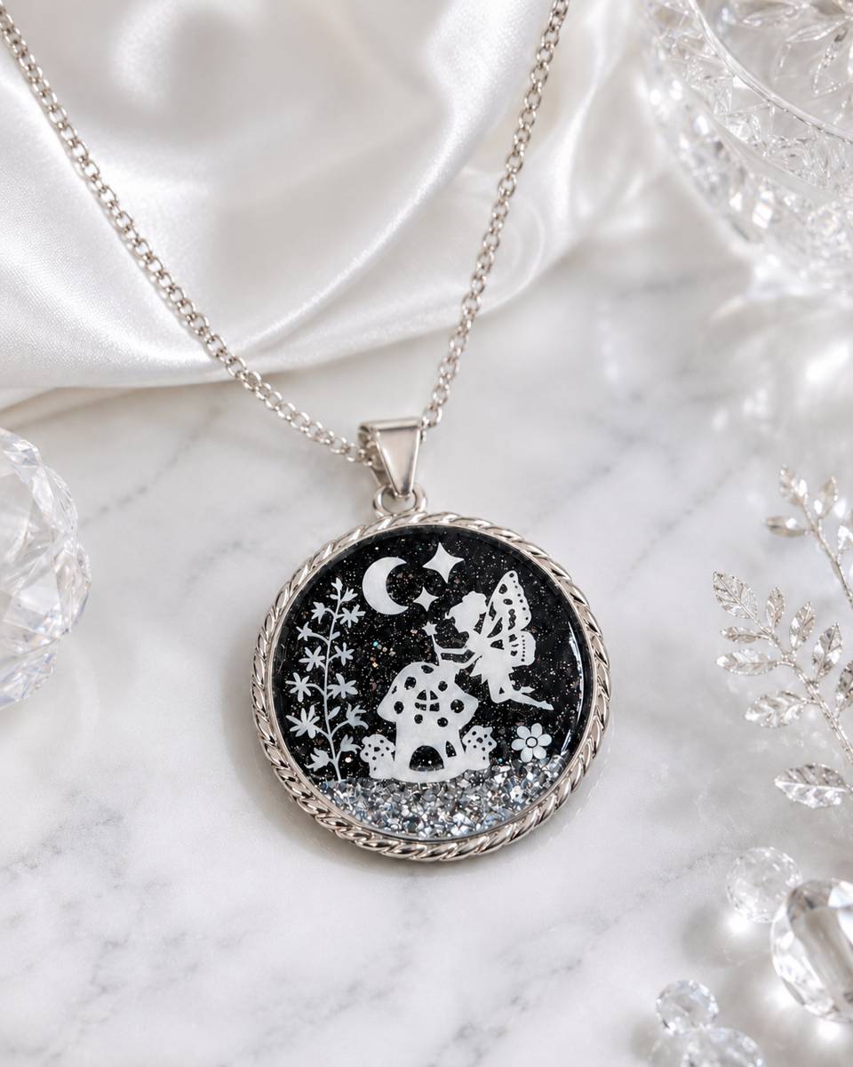 Collier avec pendentif rond à corde de la fée félicia argent