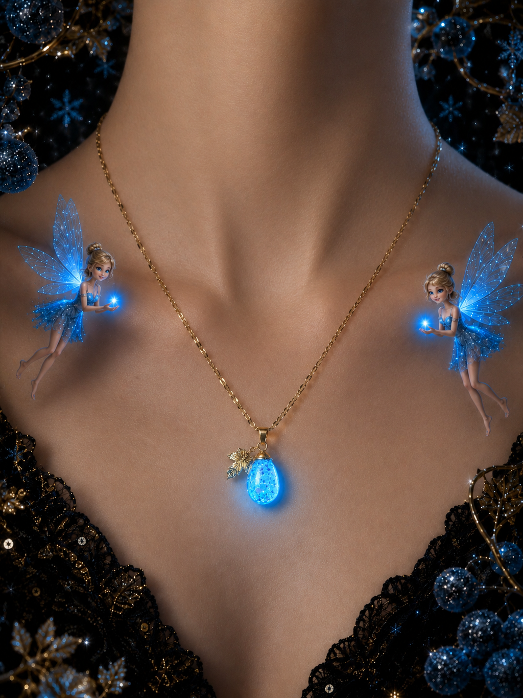 Collier petit Raisin bleu givré — Éclat de topaze