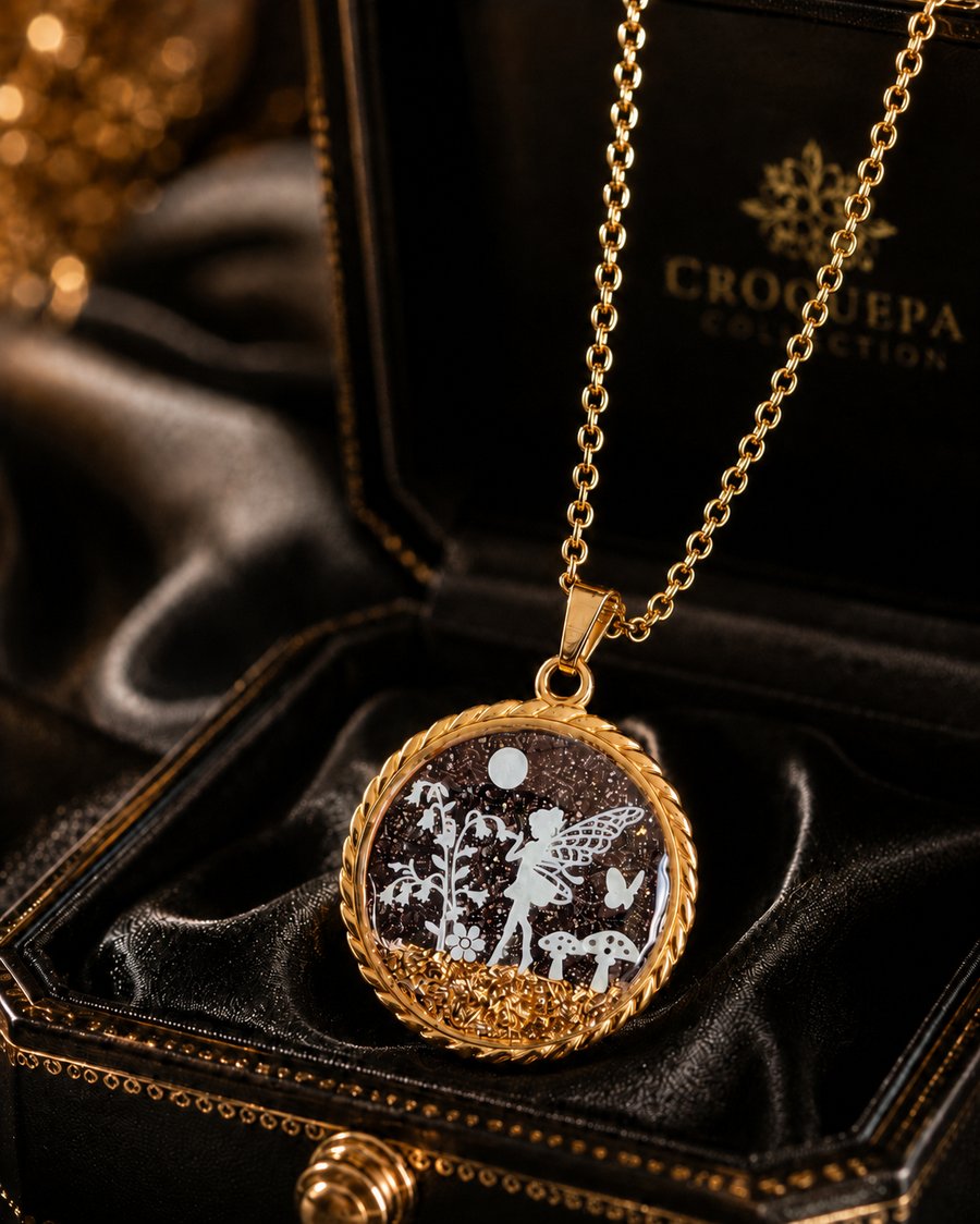 Collier avec pendentif rond à corde de la fée jadelia or