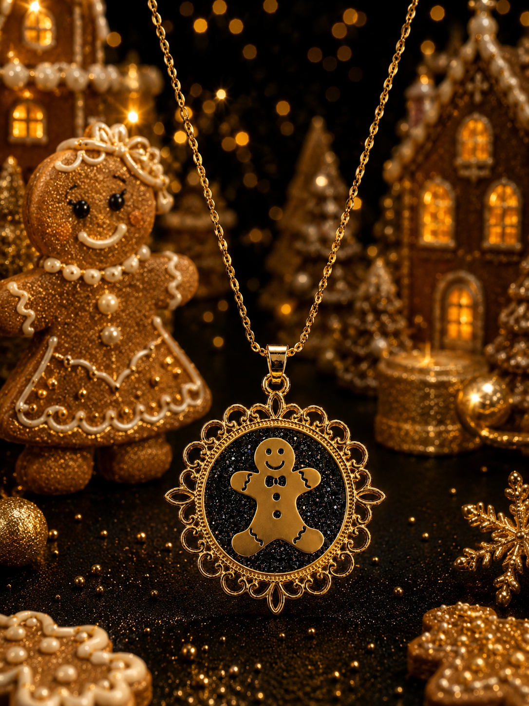 Le collier bonhomme pain d’épices version thermochromique doré