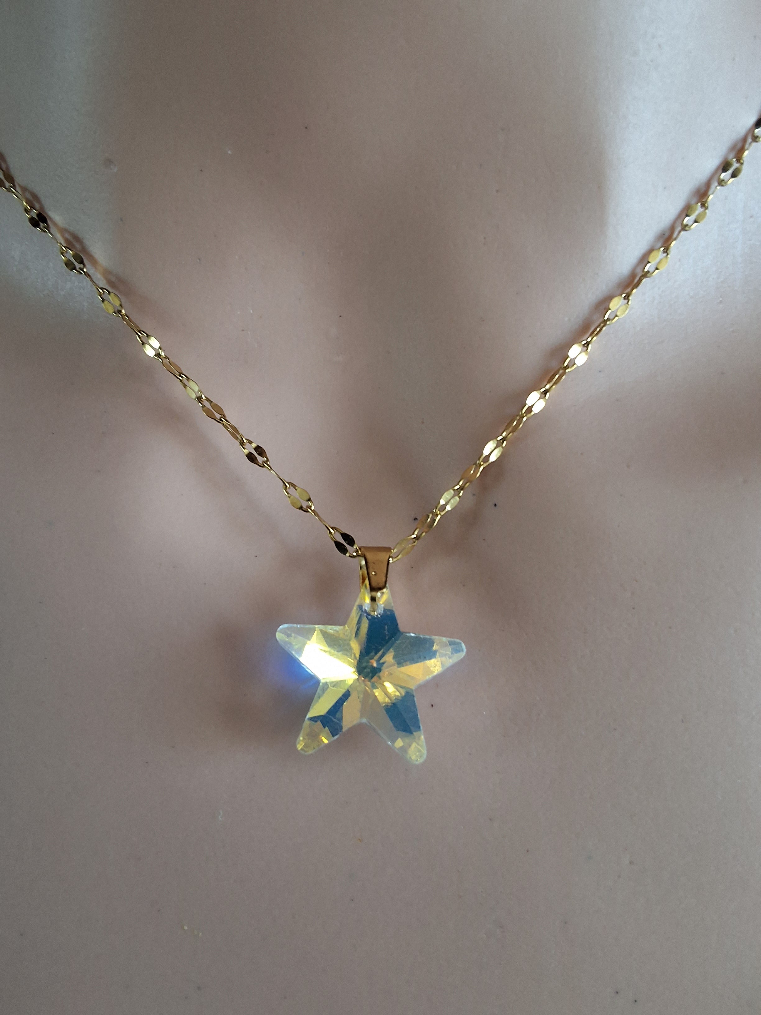 Collier étoile en cristal or 2