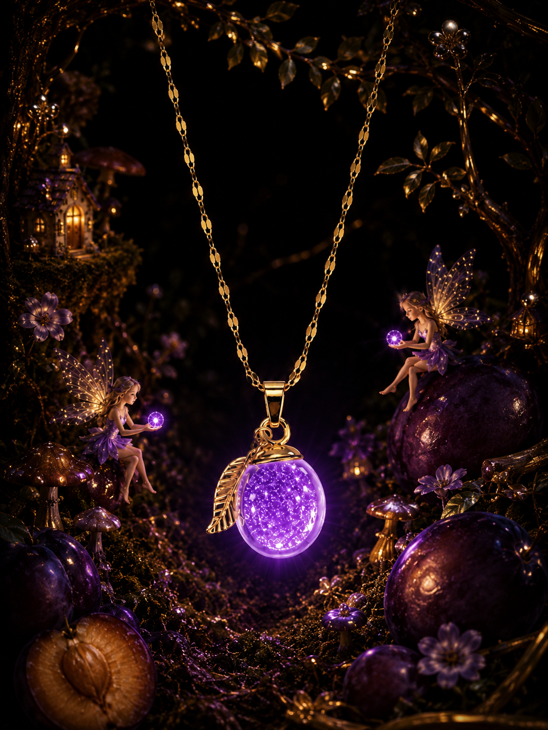 Collier Prune Violette — Nuit Enchantée