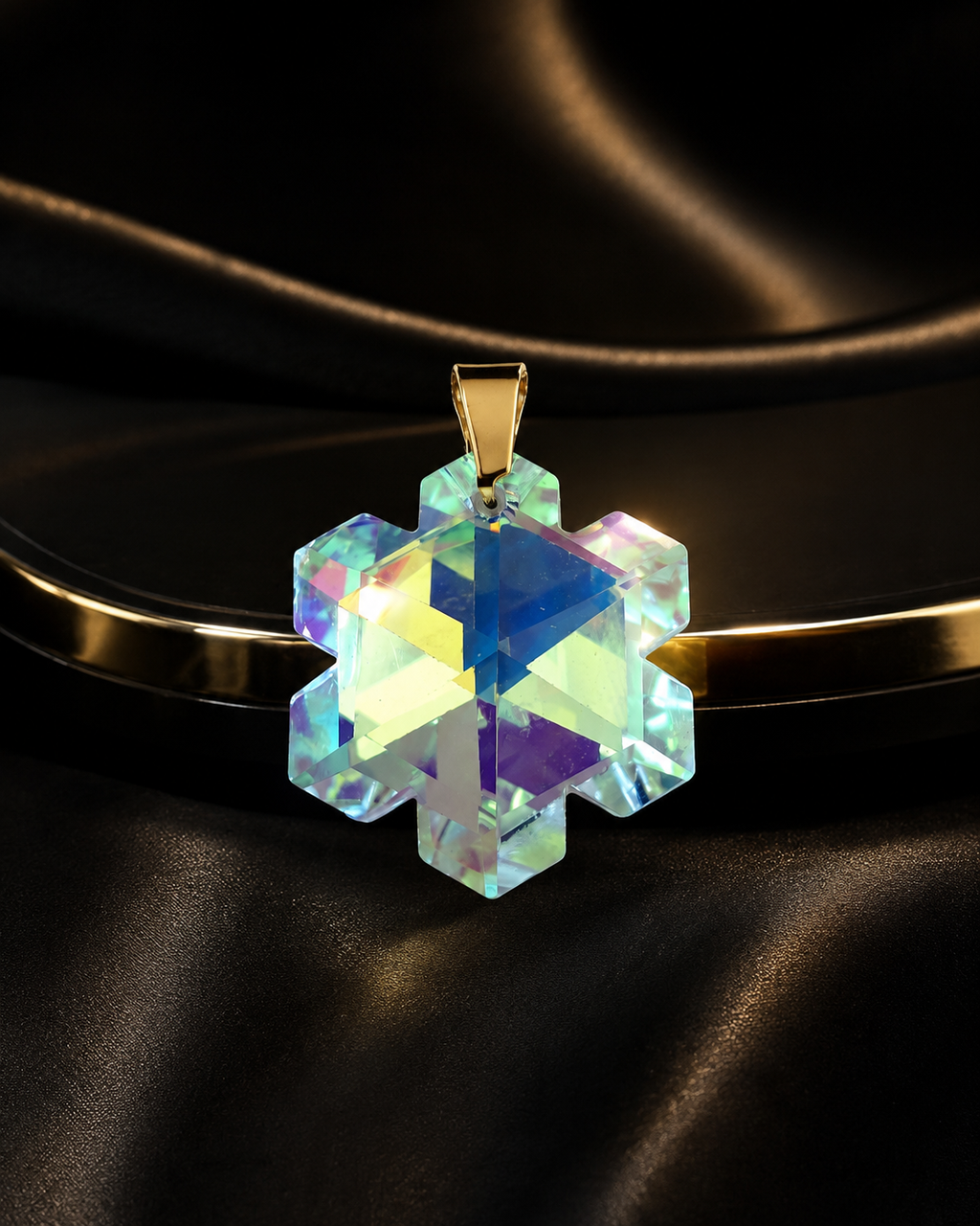 Le collier gros flocon de neige en cristal doré