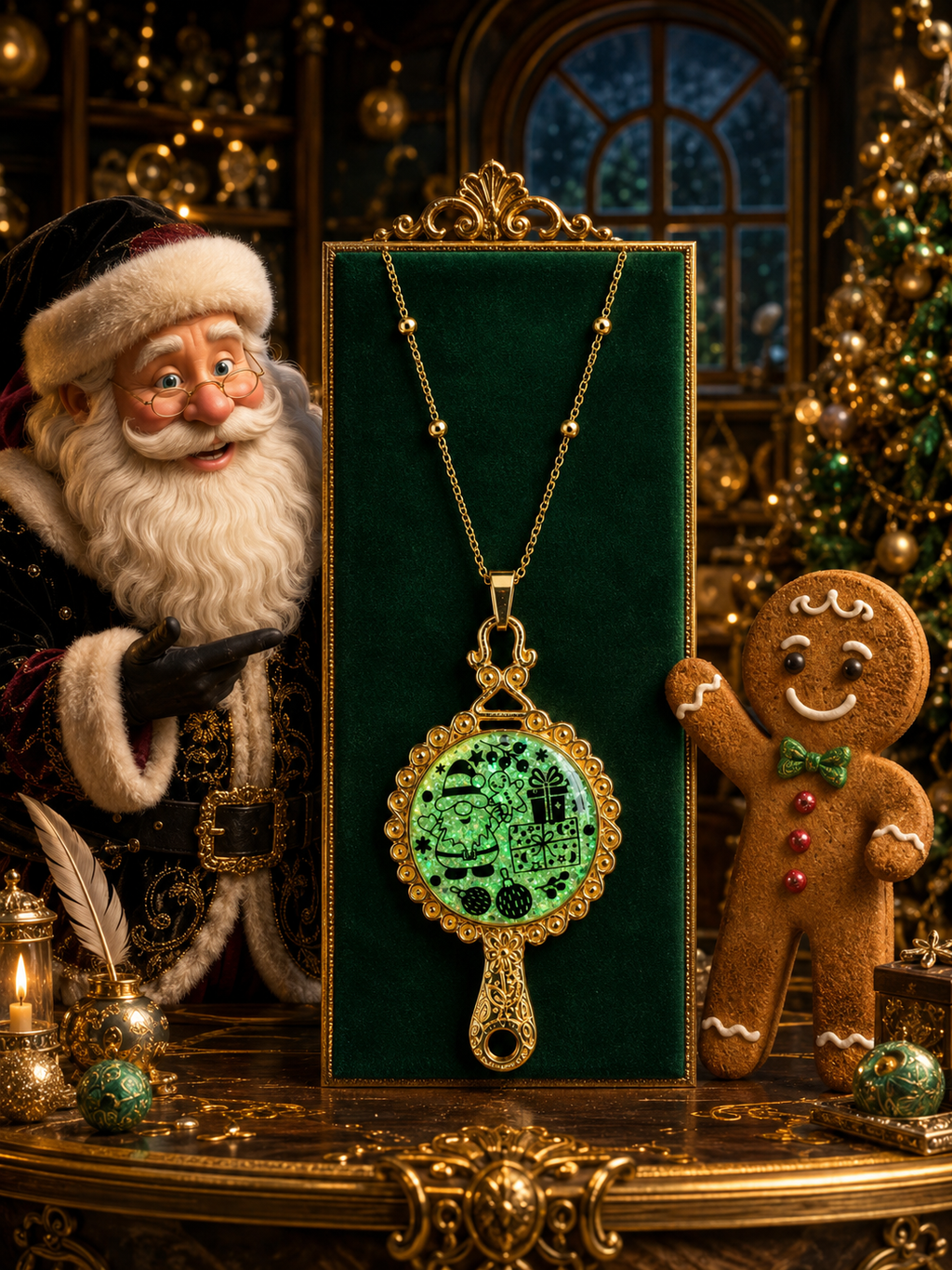Collier Féerie de Noël Fluorescent – Création Artisanale Plaquée Or 18 Carats