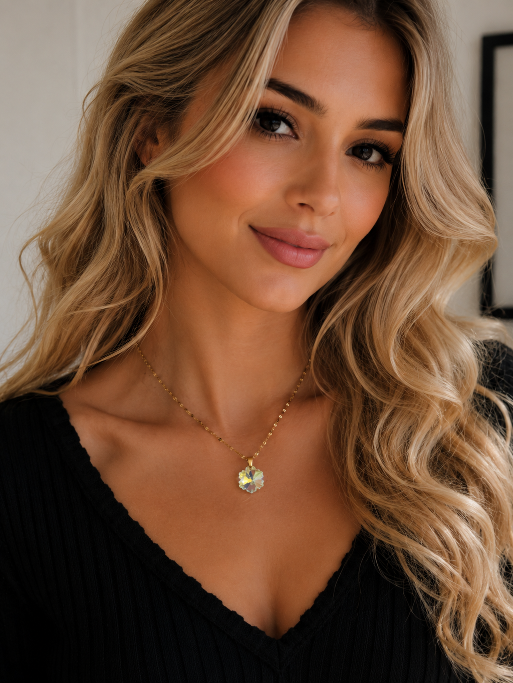 Collier petit flocon en cristal or 2