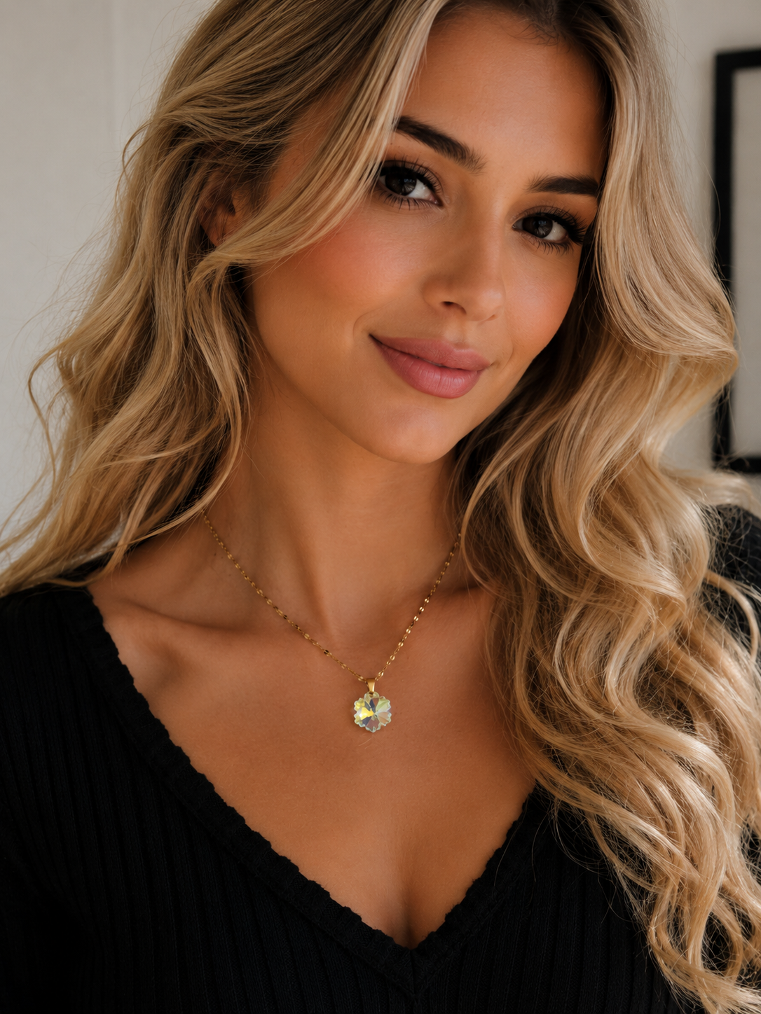 Collier petit flocon en cristal or 2