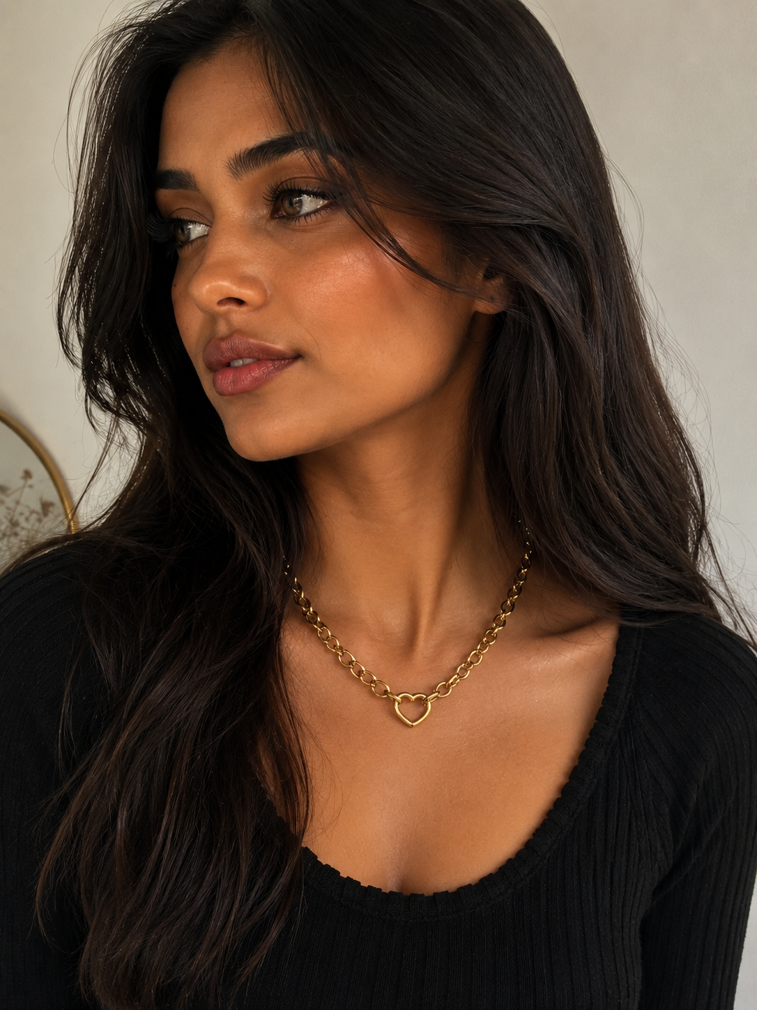 Collier cœur en acier or
