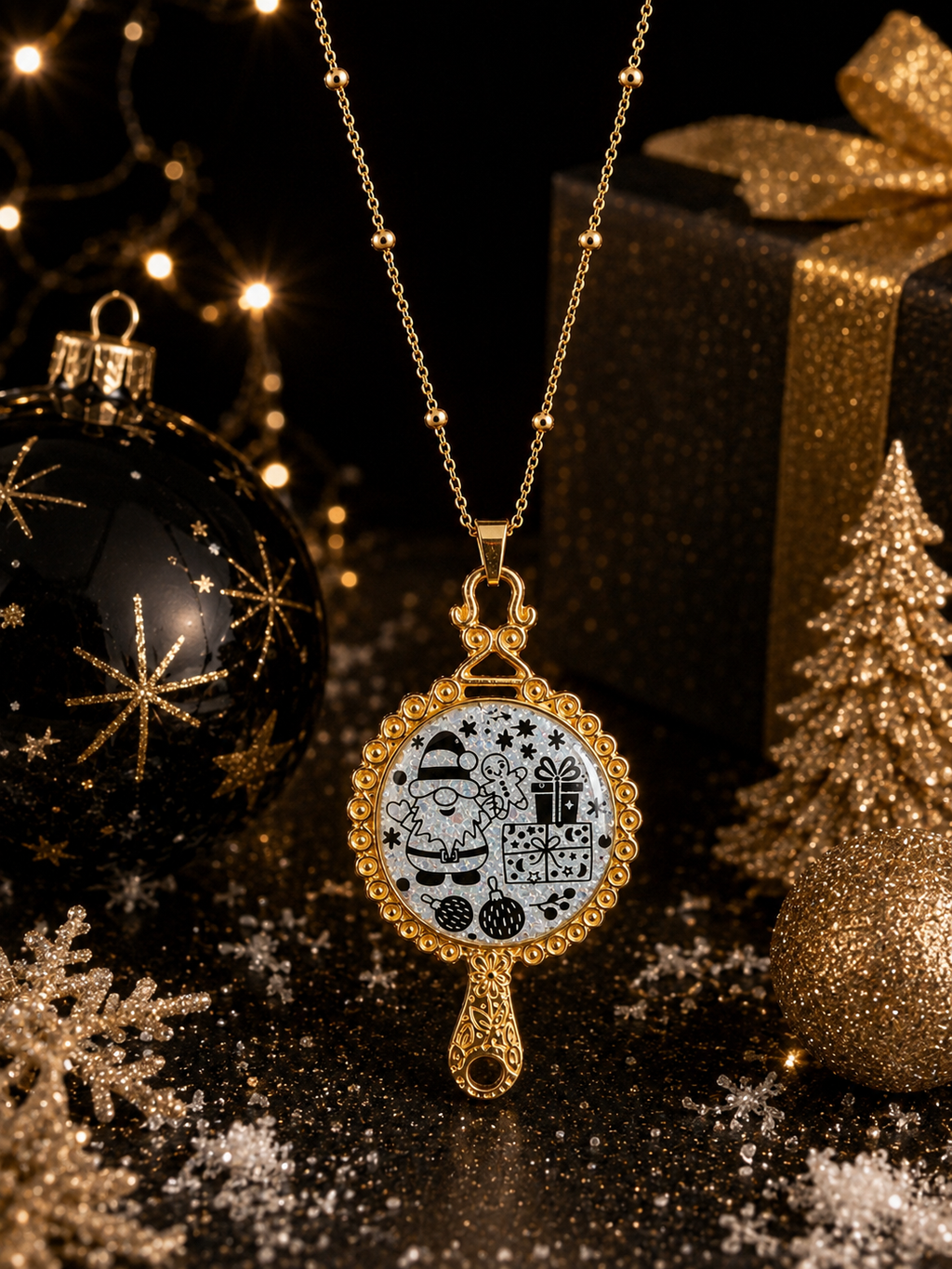 Collier Féerie de Noël Fluorescent – Création Artisanale Plaquée Or 18 Carats