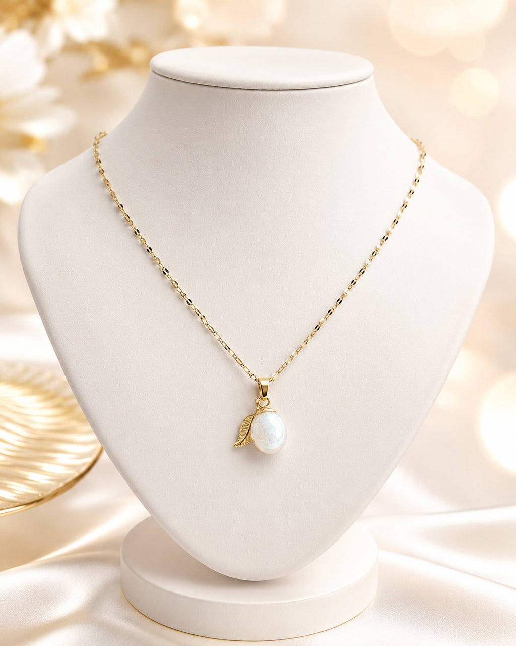 Collier or abricot enchanté orange