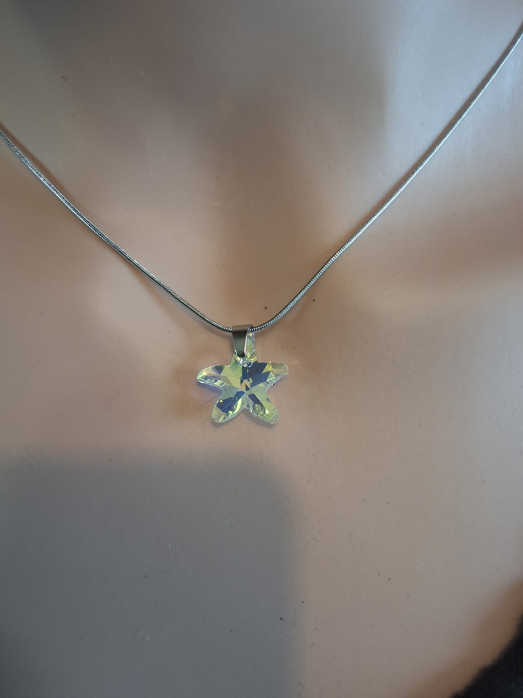 Collier petite étoile de mer 2 en cristal argent