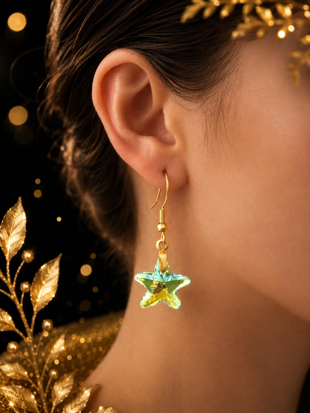 Boucles d’oreilles étoile de mer en cristal irisé – Reflets océaniques
