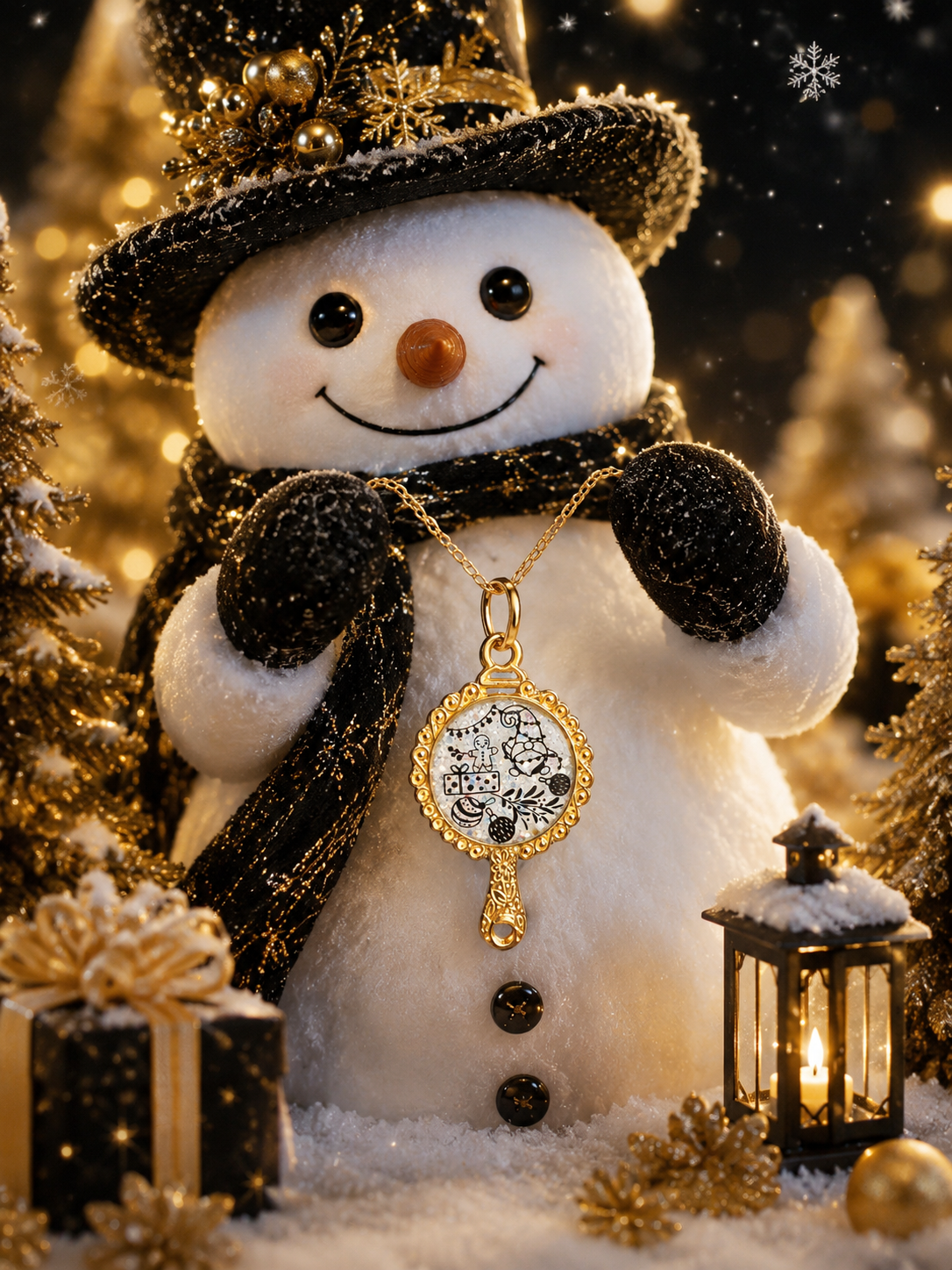 Collier L’Éclat Magique de Noël Fluorescent – Création Artisanale Plaquée Or 18 Carats