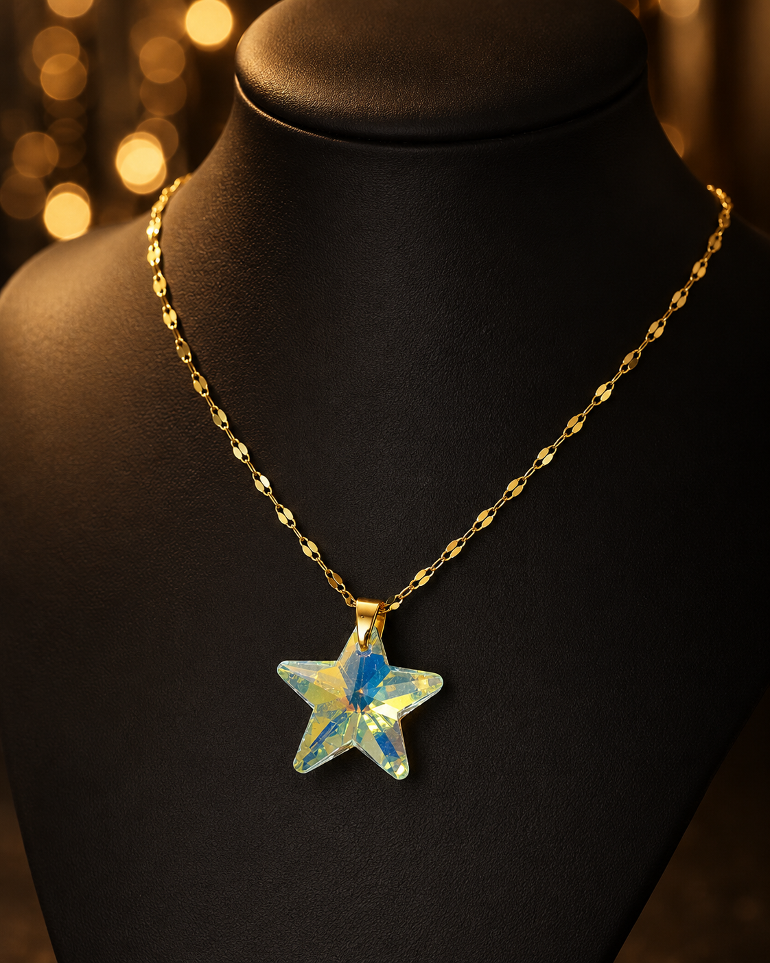 Le collier étoile du ciel céleste en cristal doré