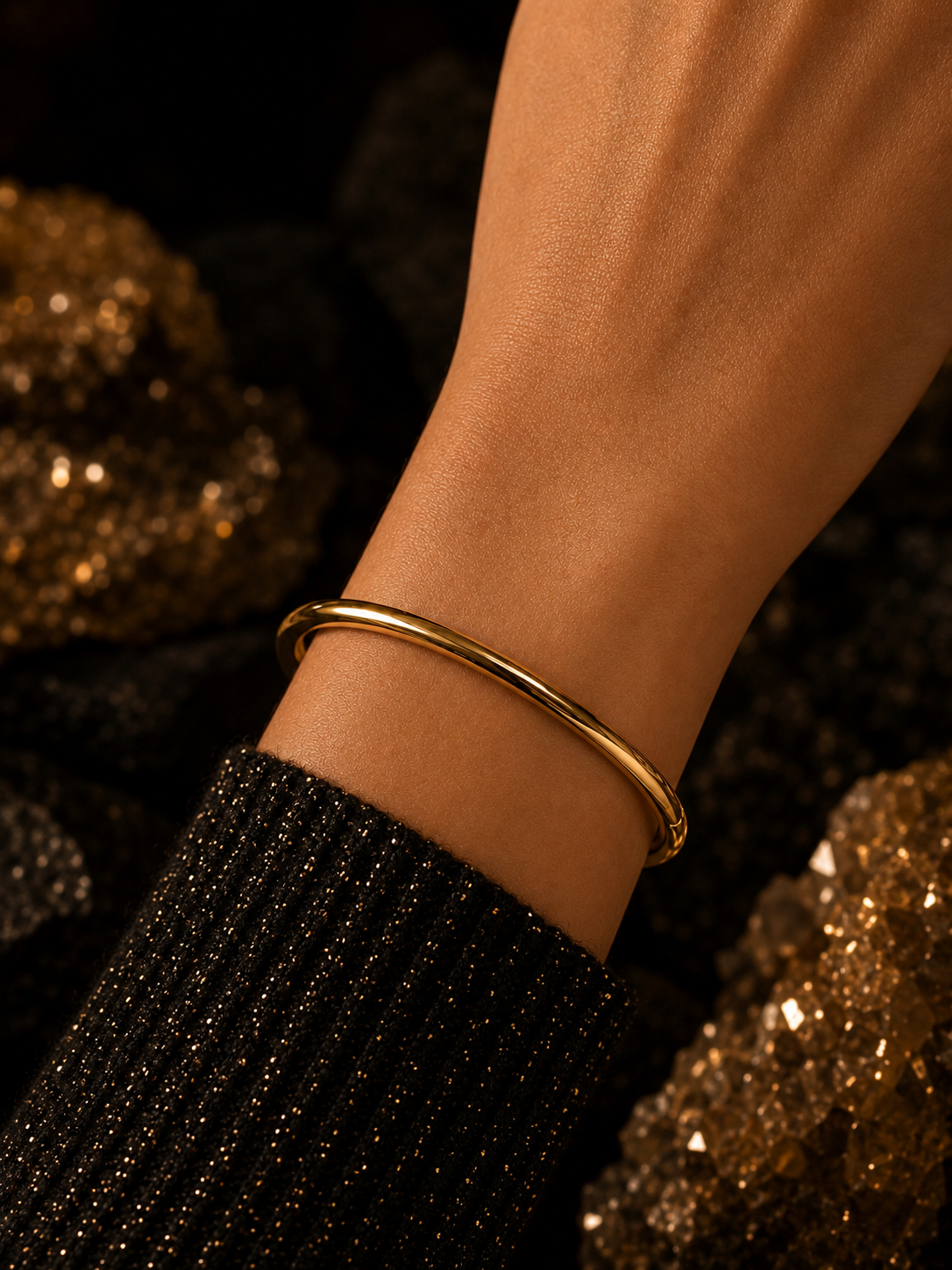 Bracelet jonc rigide doré