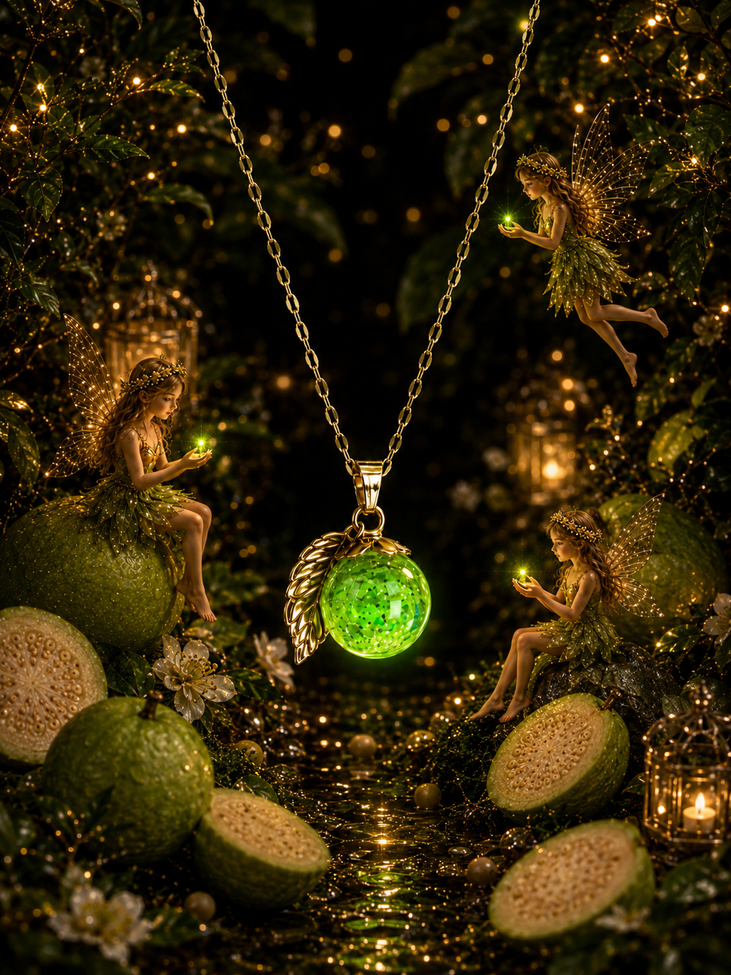Collier Goyave Verte — Lueur Tropicale
