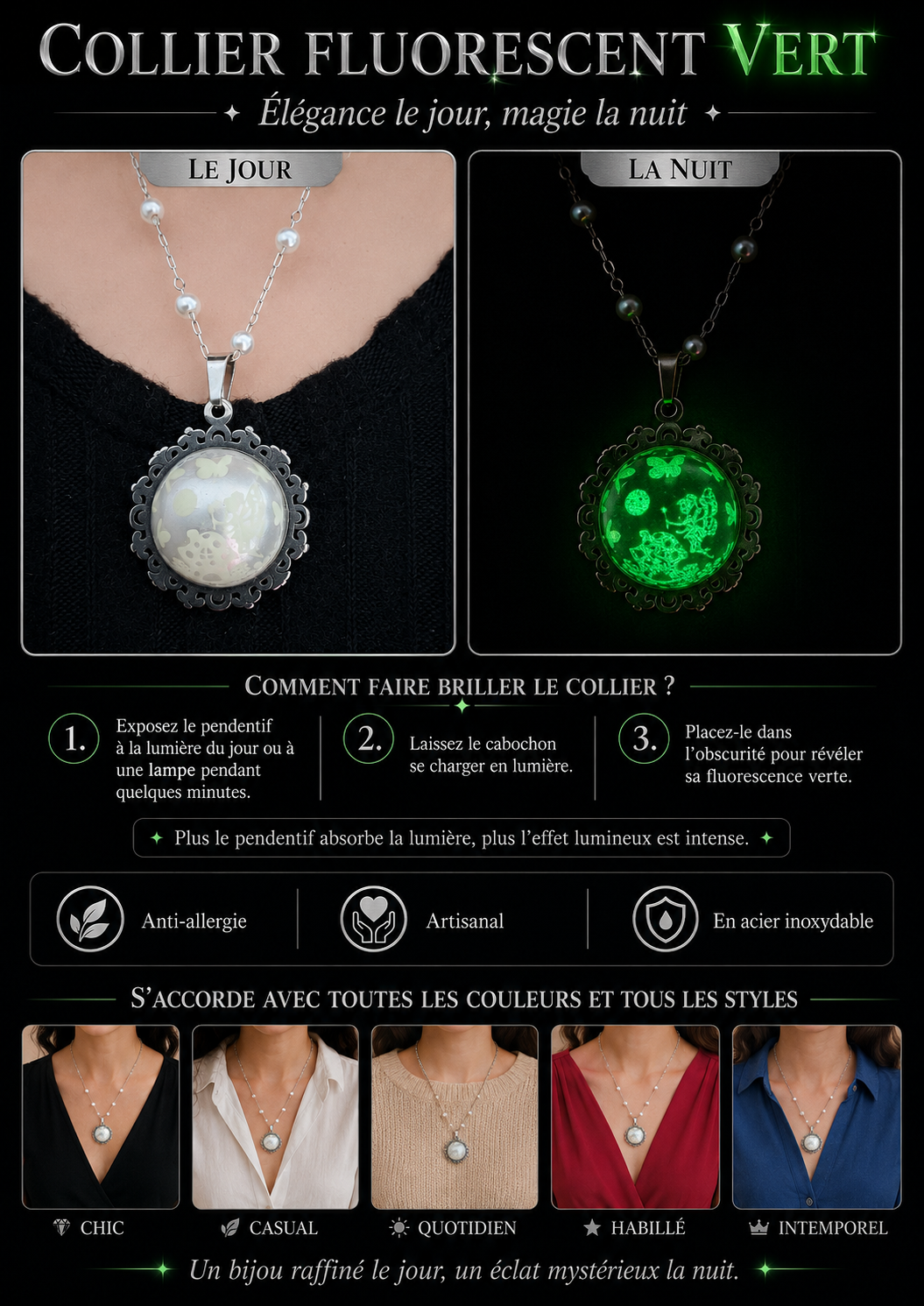 Collier rond à dentelle moyenne perle blanche de la fée félicia