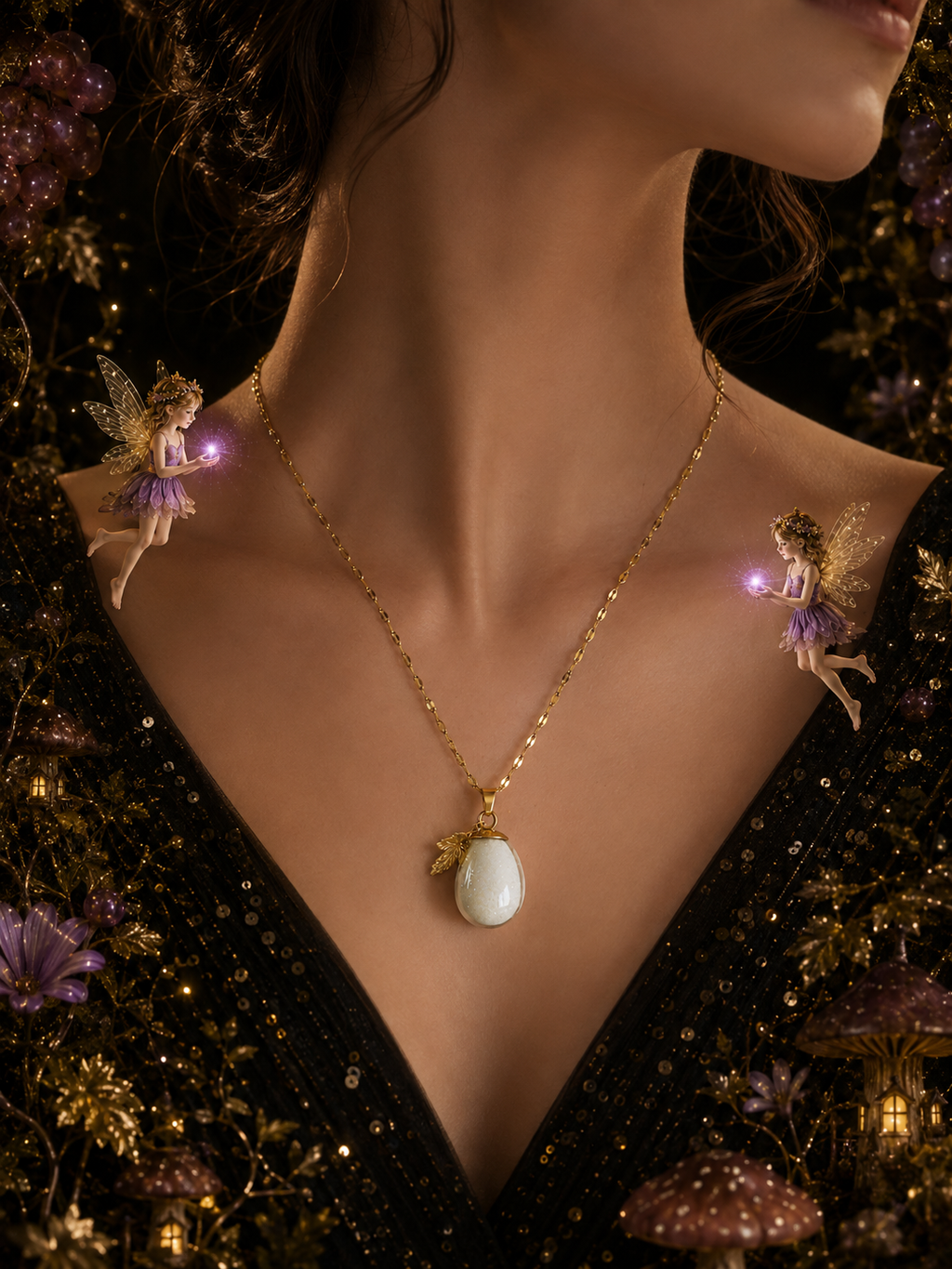 Collier petit raisin Mauve — Grappe Enchantée