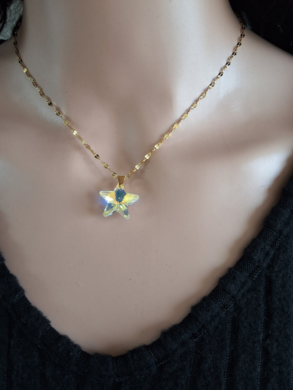 Collier étoile en cristal or 2