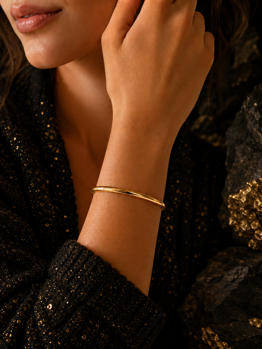 Bracelet jonc rigide doré