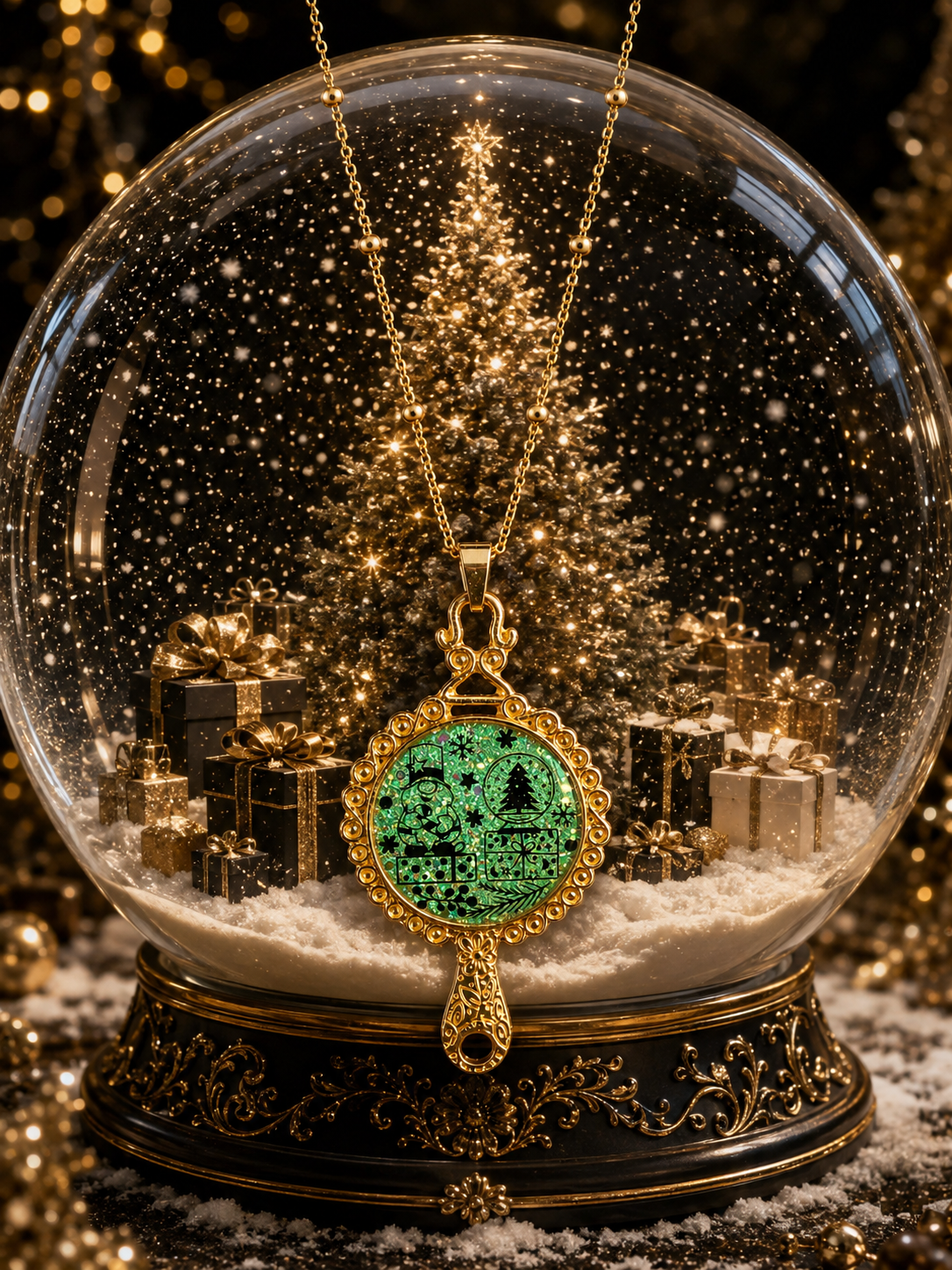 Collier La Magie de Noël Fluorescent – Création Artisanale Plaquée Or 18 Carats