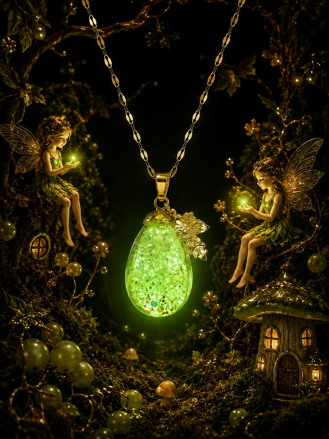 Collier gros Raisin Vert — Éclat Enchanté