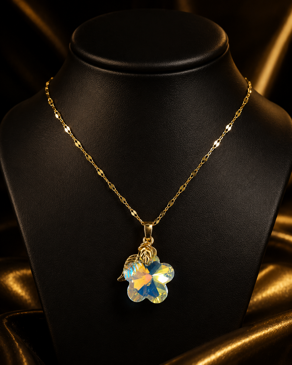 Le collier fleurs de cerisier en cristal doré