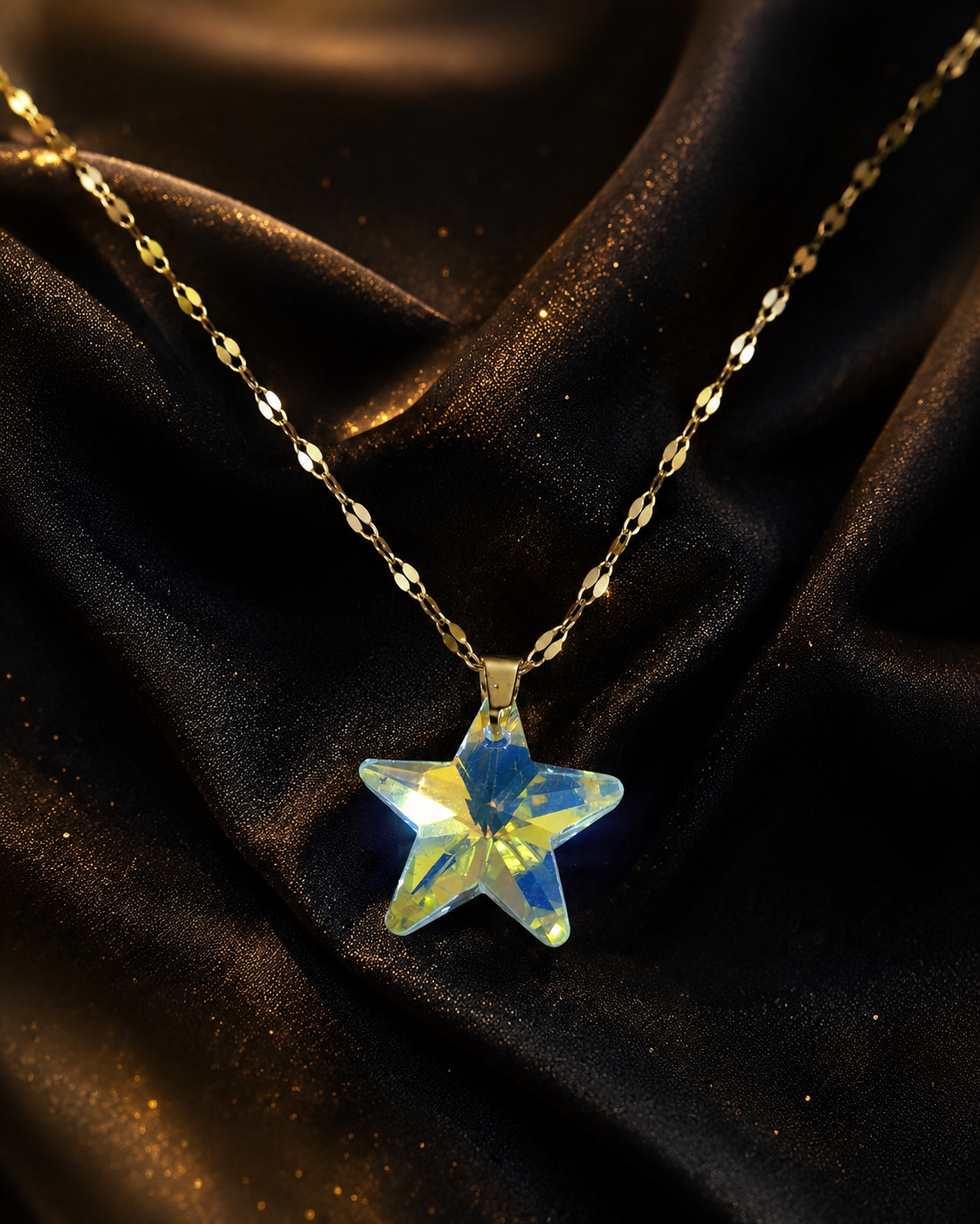 Le collier étoile du ciel céleste en cristal doré