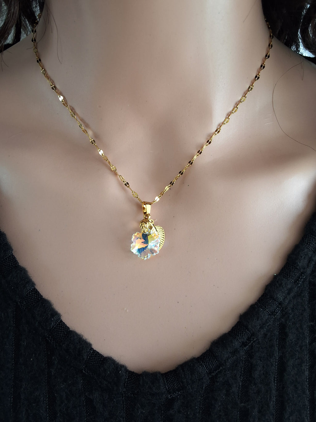 Collier fleur pissenlit en cristal or