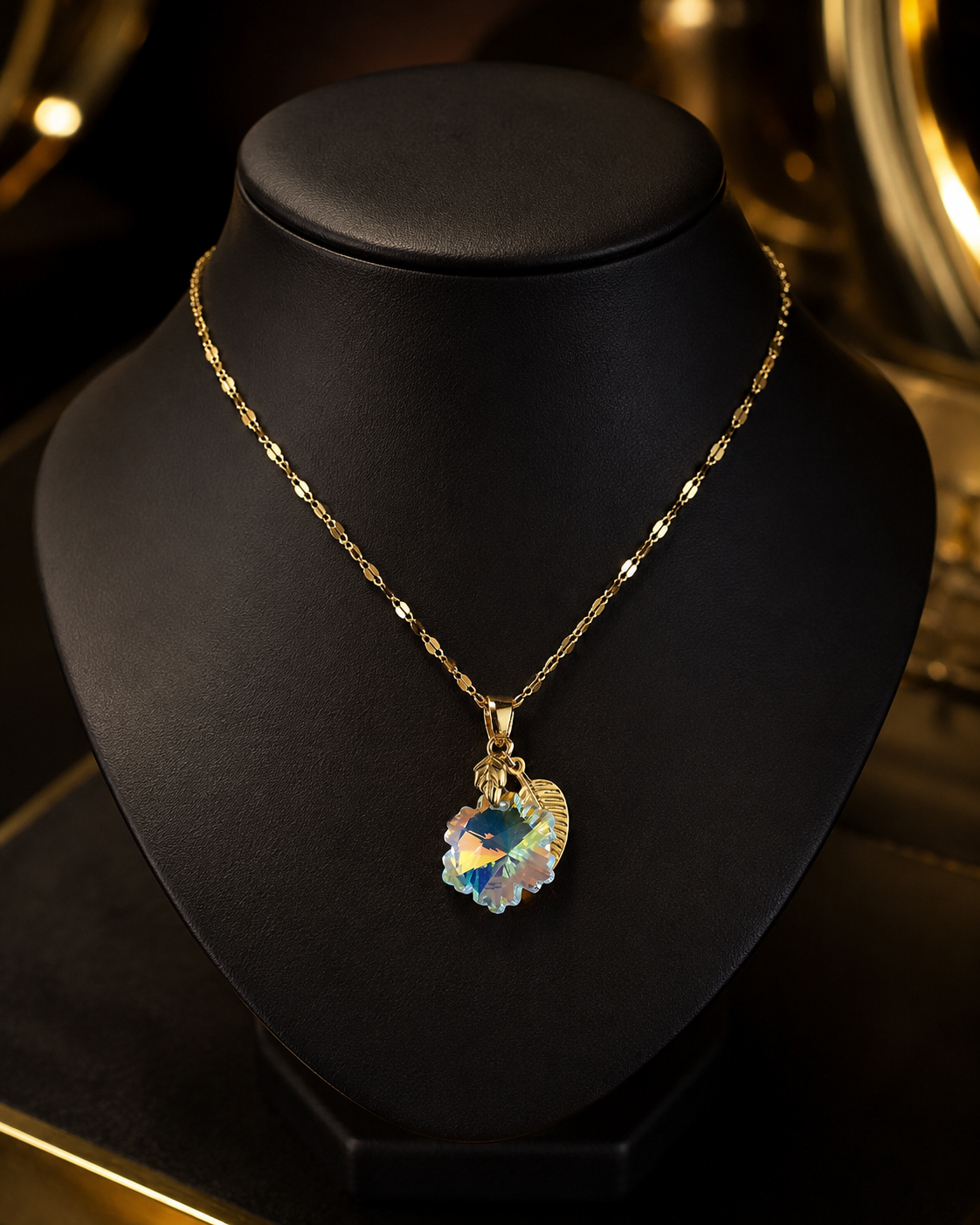 Le collier fleur de pissenlit en cristal doré