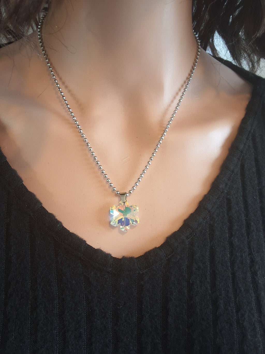 Collier gros flocon 2 en cristal argent