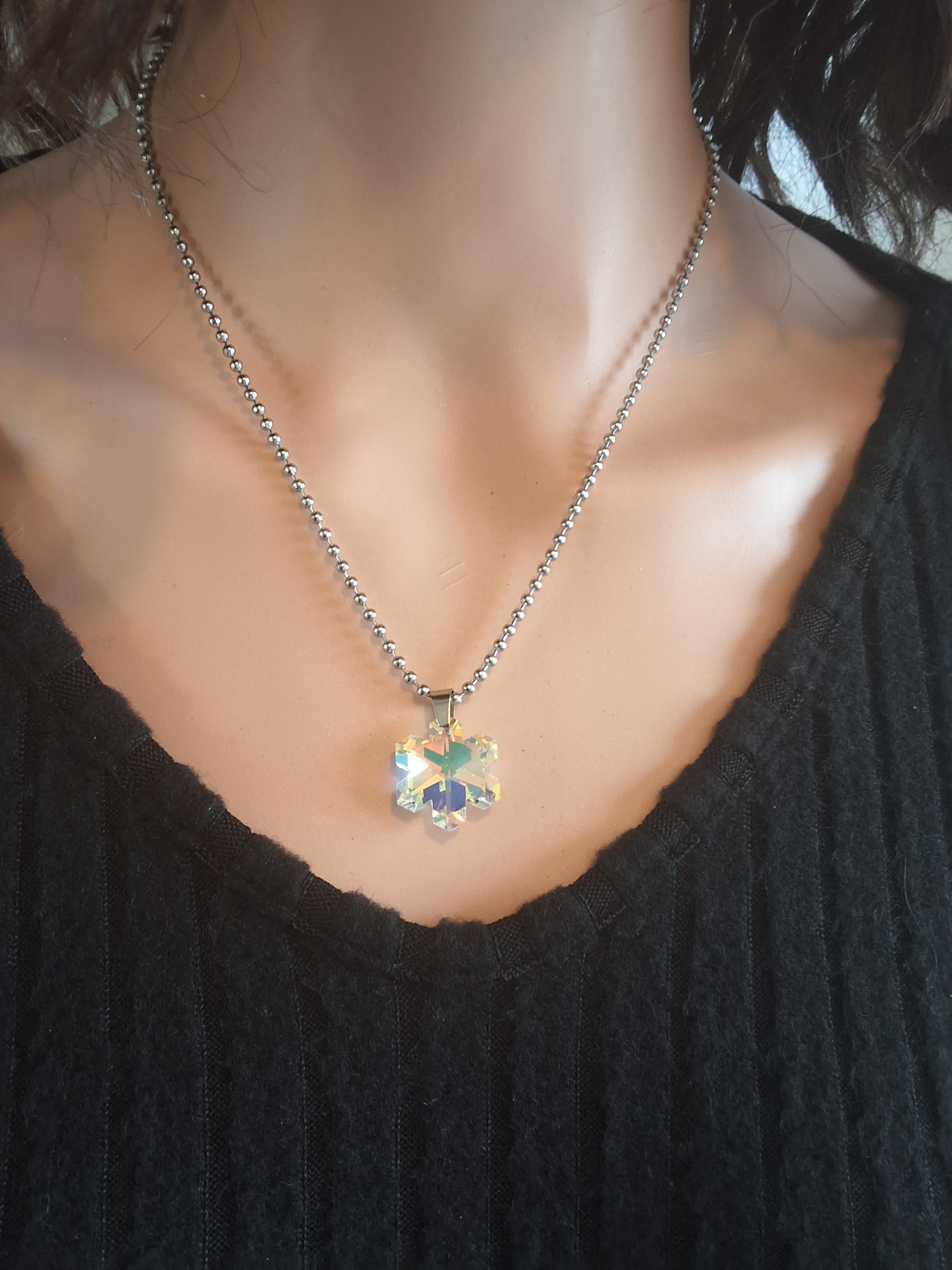 Collier gros flocon 2 en cristal argent