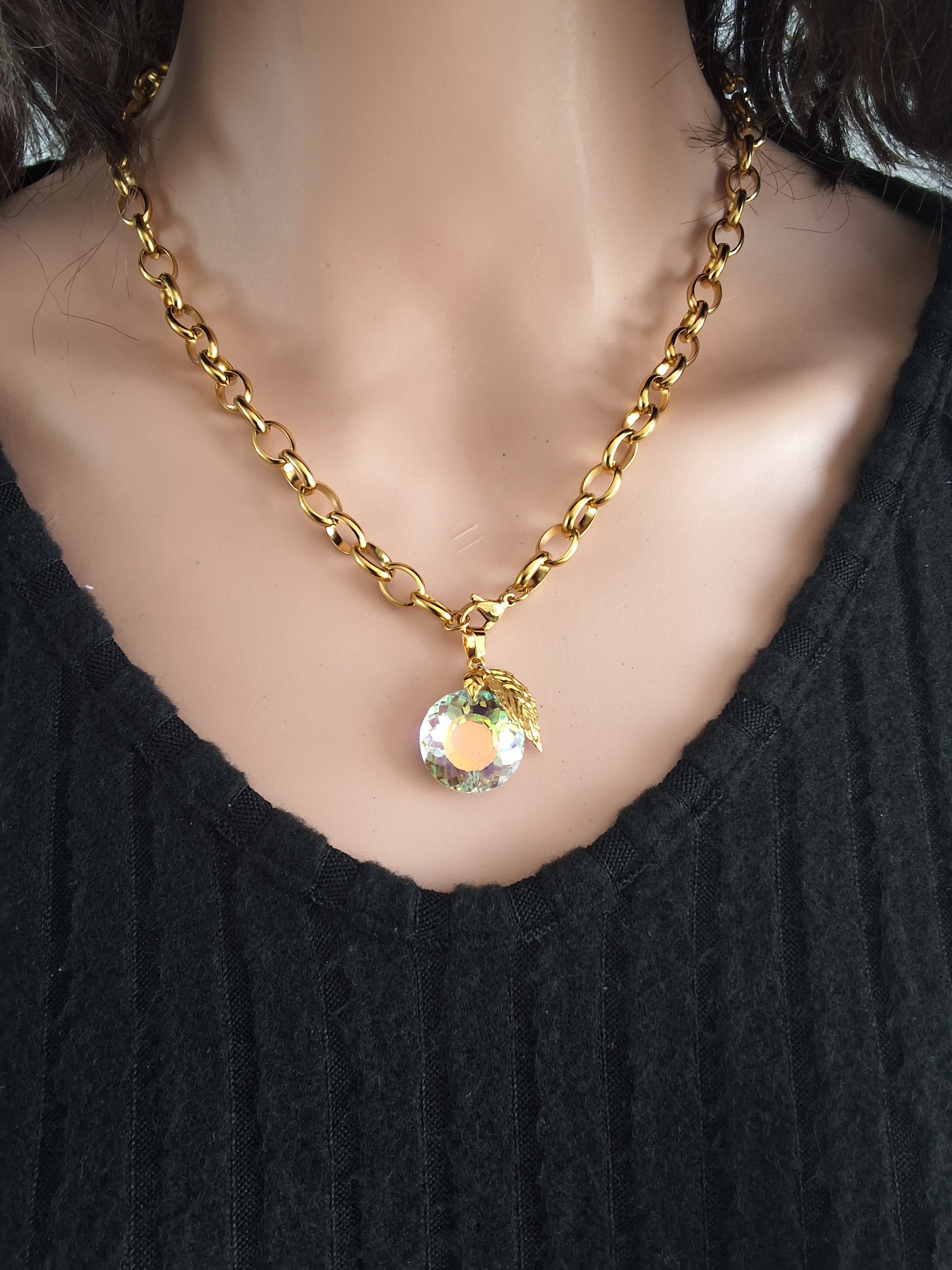 Collier orange en cristal