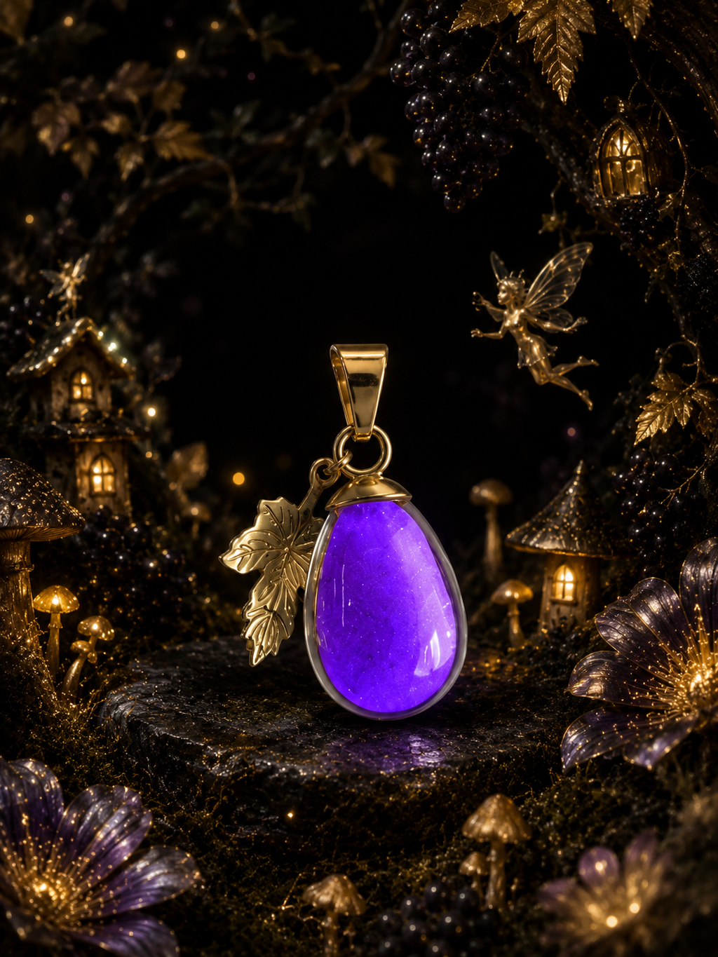 Collier petit raisin Mauve — Grappe Enchantée