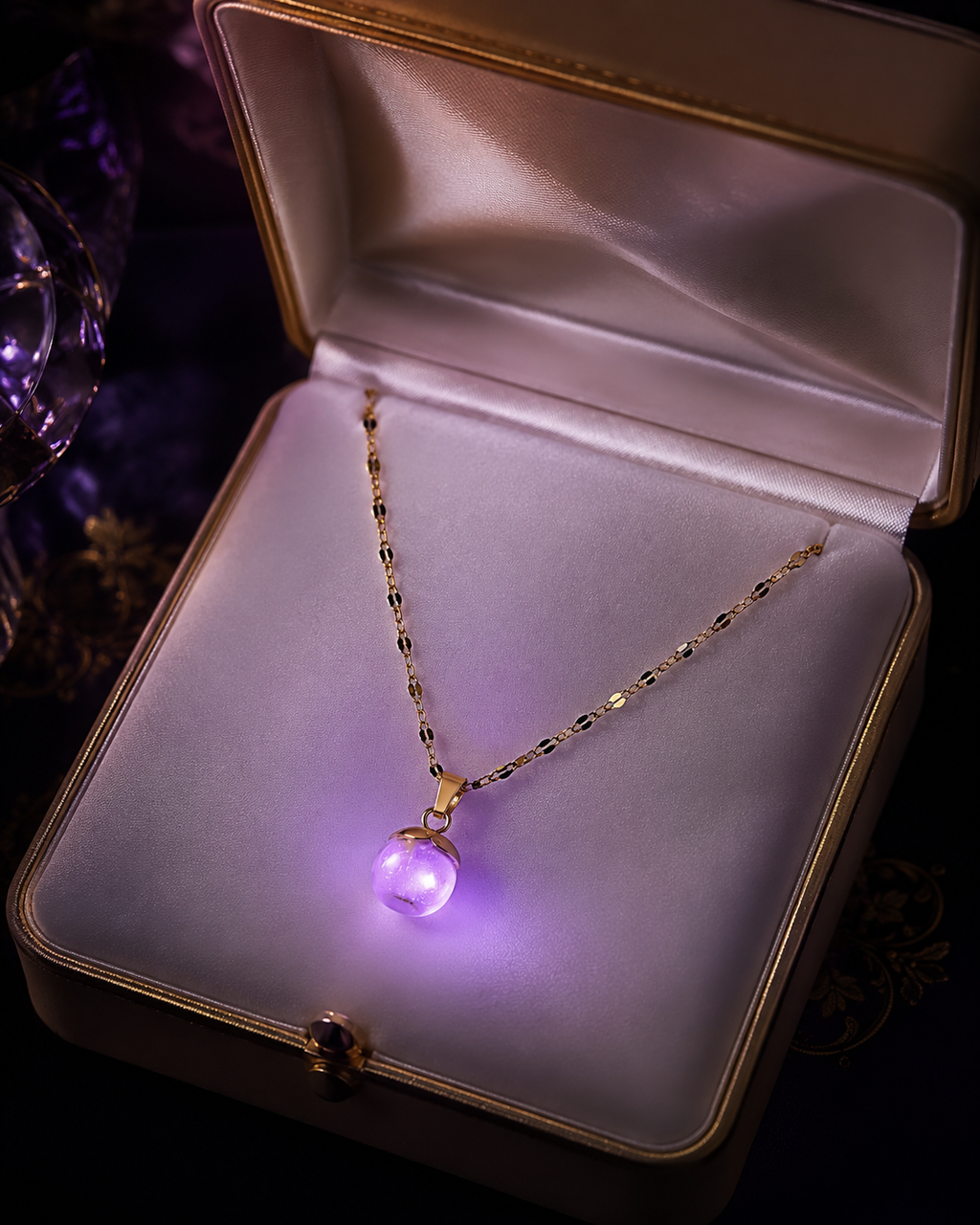 Collier or myrtille enchantée violette