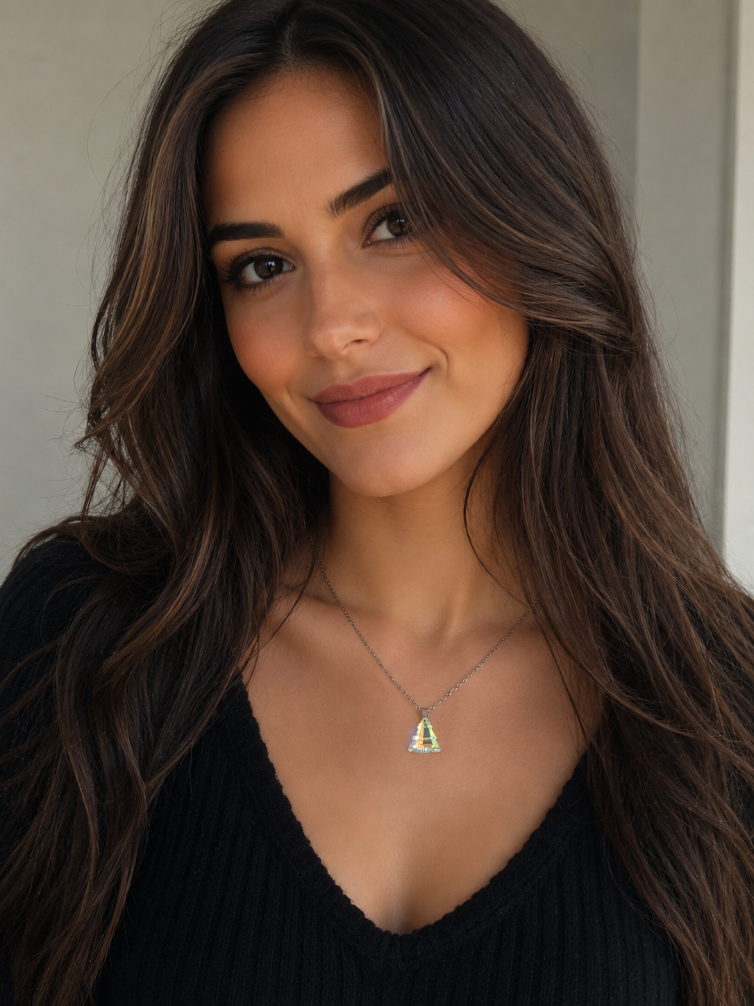 Collier sapin en cristal argent
