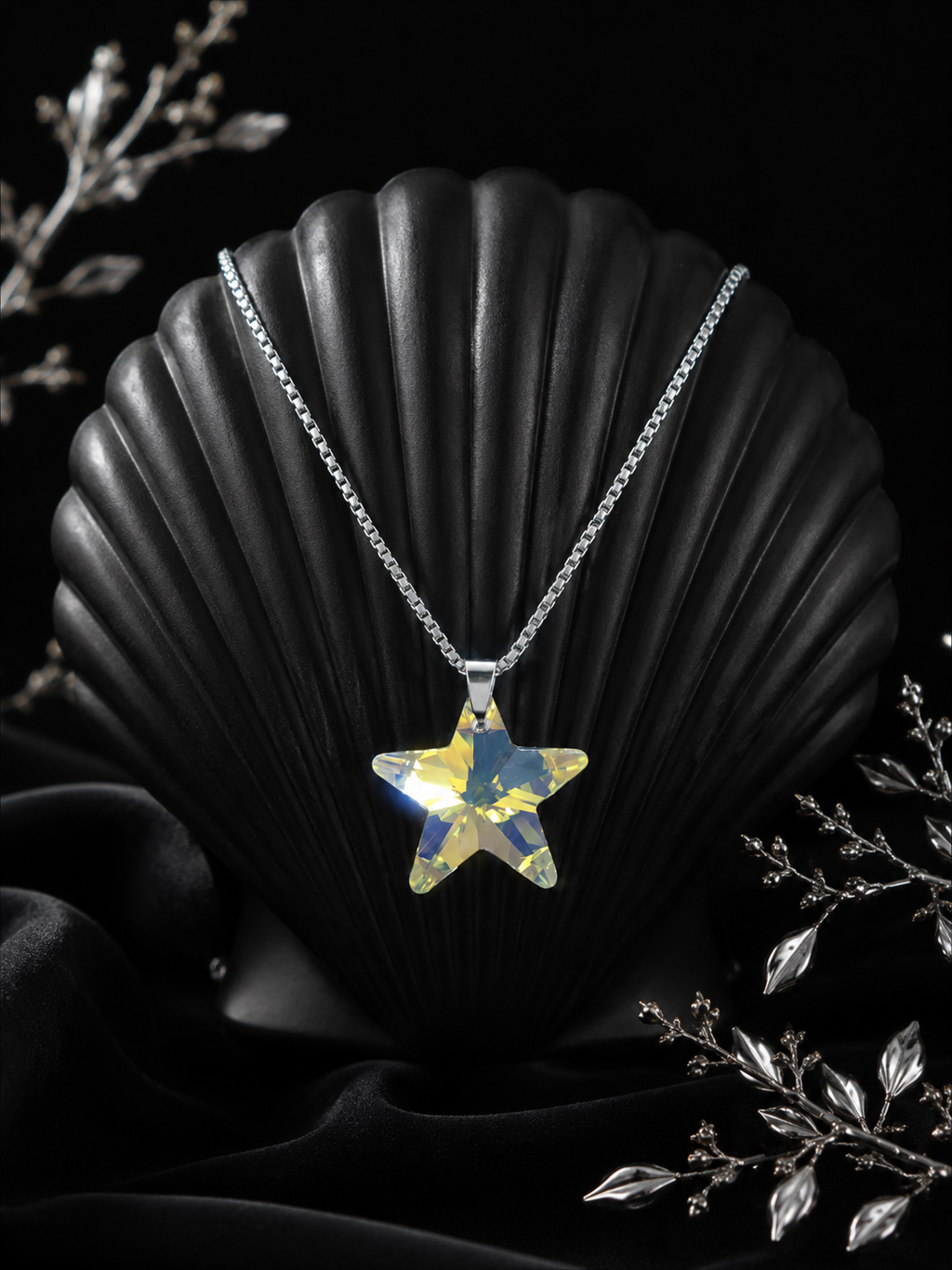 Le collier étoile du ciel en cristal argenté