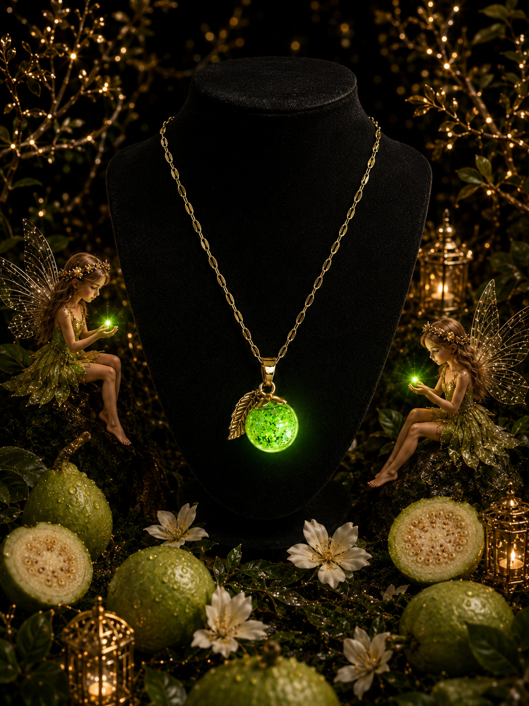 Collier Goyave Verte — Lueur Tropicale