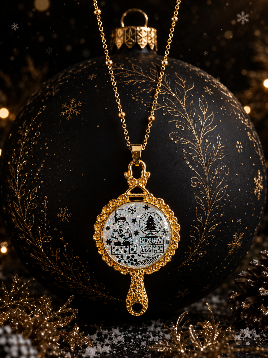 Collier La Magie de Noël Fluorescent – Création Artisanale Plaquée Or 18 Carats